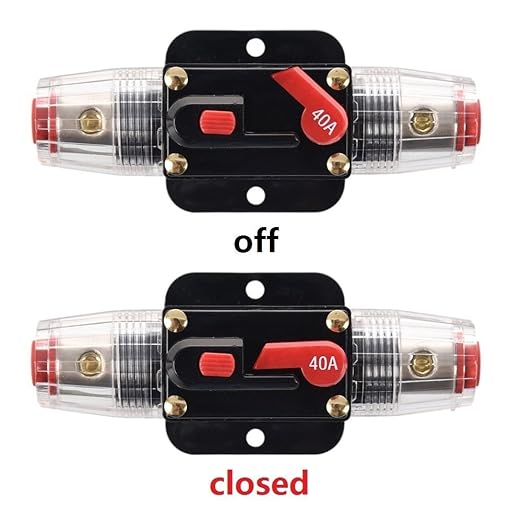 40 Amps Audio Inline Circuit Breaker Reset Fuse, 12V-24V DC Manual Reset Inline Fuse Holder 40A for Car Marine Trolling Motors Audio, Stereo Switch and Solar Inverter System Protection