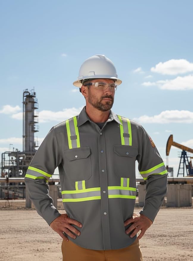 Flame Resistant High Visibility Hi Vis FR Shirt - 100% C - 7 oz