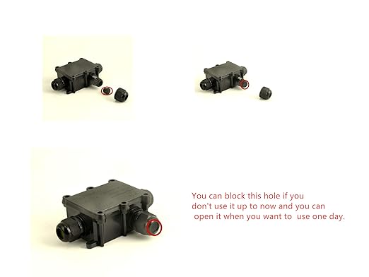 Junction Box Waterproof,Outdoor Junction Box, Waterproof Electrical Junction Box, IP68, 4 Way M20 coaxial Cable Connector Wire Range from 4 to 12mm, Black,
