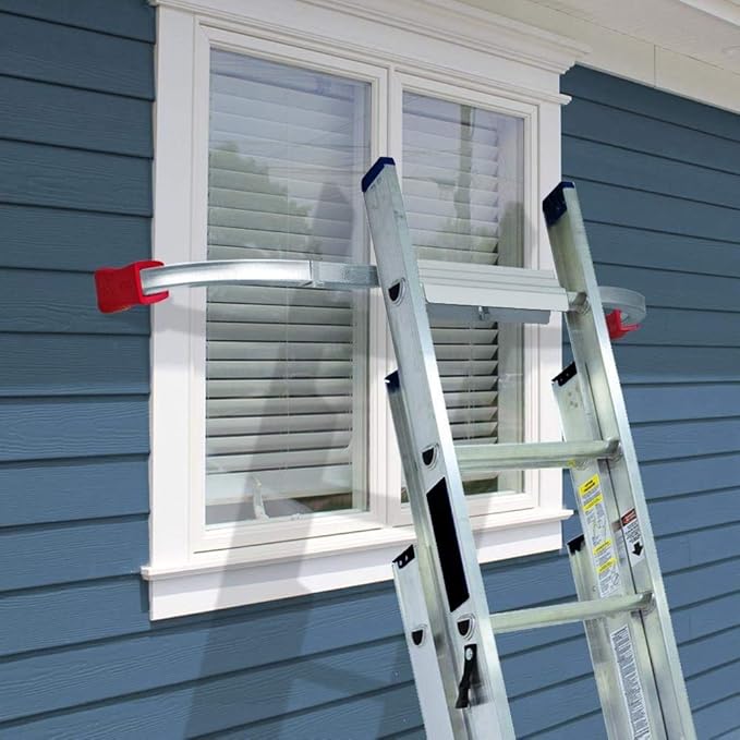 No Bull Bullhorn Extension Ladder Stabilizers and Bumpers Combo, Heavy Duty, Rubber, All-Weather and Sun Resistant, Red