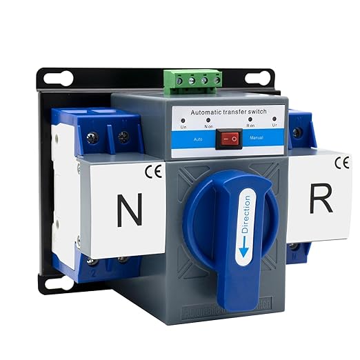 63A 110V Automatic Transfer Switch 2P, Dual Power ATS for Generator&Solar Backup–Overvoltage/Undervoltage Protection, Manual/Auto Changeover,50/60Hz CE Certified