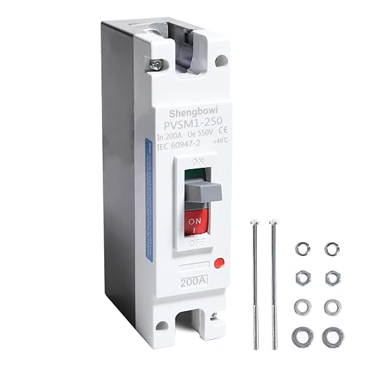 Main DC 200 Amp Circuit Breaker AC Disconnect Switch 1 Poles 550V Battery Thermal Magnetic Trip Power Solar UPS Station