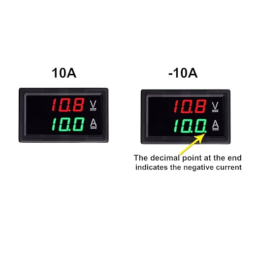 bayite Volt Amp Meter, DC 5-100V 100A Dual Display Current Voltage Meter, Digital Mini Ammeter Voltmeter Gauge with Hall Effect Sensor Current Transformer