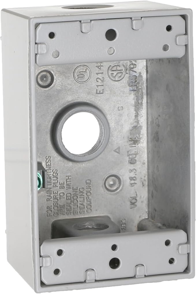 Hubbell-Bell 5320-0 Single Gang 3-1/2-Inch Outlets Weatherproof Box Gray
