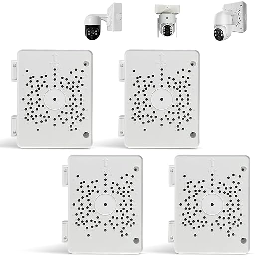 【Compatible with PTZ Cameras】 Security Camera Junction Box, Outdoor IP65 Waterproof CCTV Mounting Bracket, ABS Plastic Cable Concealment Box(4 Pack)