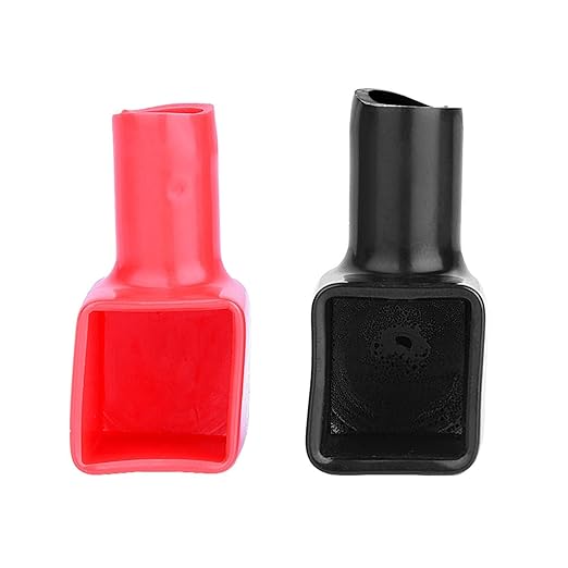 Battery Terminal Covers, 2 Pcs Battery Terminal Protector, Mini PVC Motorcycle Battery Cable Cover, Positive and Negative Cable Covers in Red and Black for Boat Cars Truck