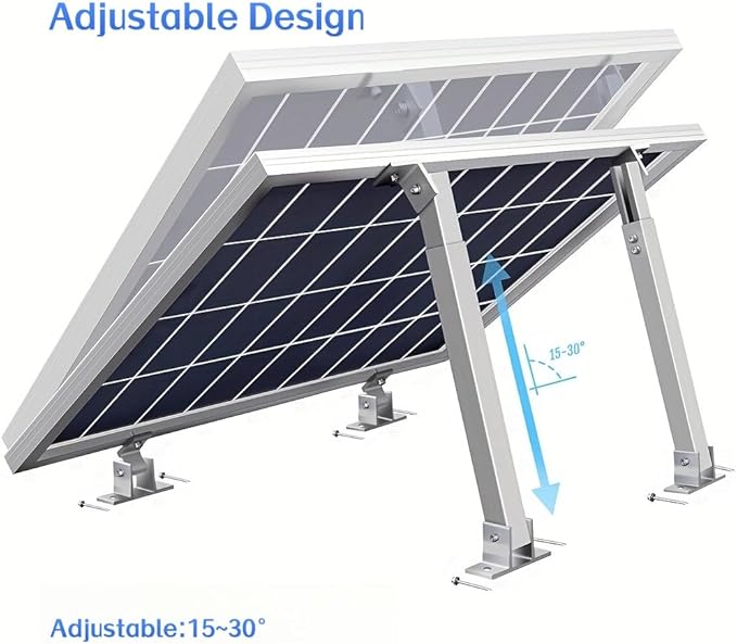 Adjustable Solar Panel Tilt Mount Brackets - Aluminum Alloy Support for 50-400W Panels | Flat Roof/RV/Boat Off-Grid Mounting (Silver, Mount Only)