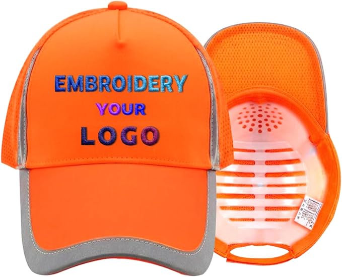 YOWESHOP Reflective Safety Baseball Cap Customize Logo with Removable PE Shell Hi-Vis Safety Work Hat