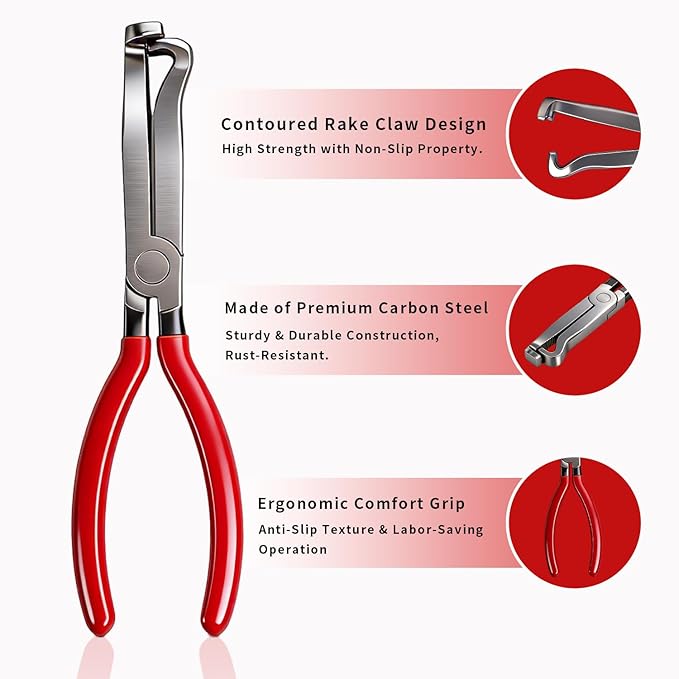 4 Piece Automotive Electrical Disconnect Pliers Set for Cars - Electrical Plug Connector Removal Tool, Connector Separator and Hose Clamp Pliers Set