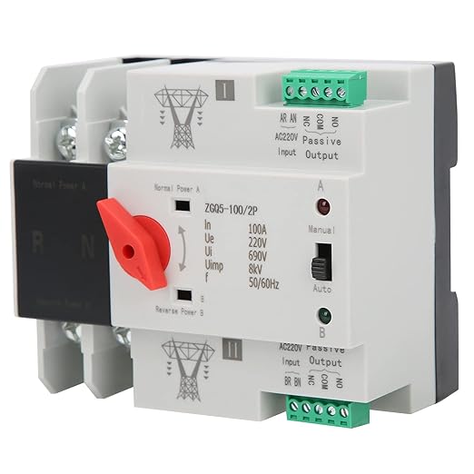 Power Automatic Transfer Switch, 100 amp Manual Transfer Switch 2P Automatic Transfer Switch Back up Generator Transfer Switch Home Transfer Switch 220V 100A