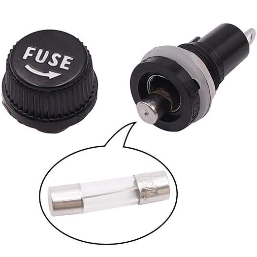Tnisesm 8 Pcs Panel Mounted 5x20mm Screw Cap Fuse Holder Socket AC 250V 10A/AC 125V 15A Black with 8 Pcs Glass Tube Fuse(10A+15A)