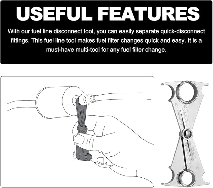 Fuel Line Disconnect Tool, 3/8 and 5/16 Inch Fuel Filter Removal Tool for Quick Disconnection, Multi-Purpose Scissor Fuel Line Wrench Fit Cars Truck SUV, Car Accessories