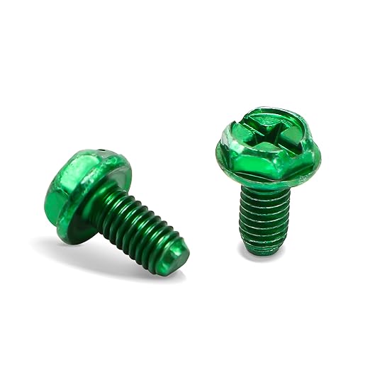 100 PCS Green Ground Screws for Electrical Box,10-32 x 3/8 Inch Combo Grounding Screw Hex Phillips Head for Junction Box and Electric Outlet