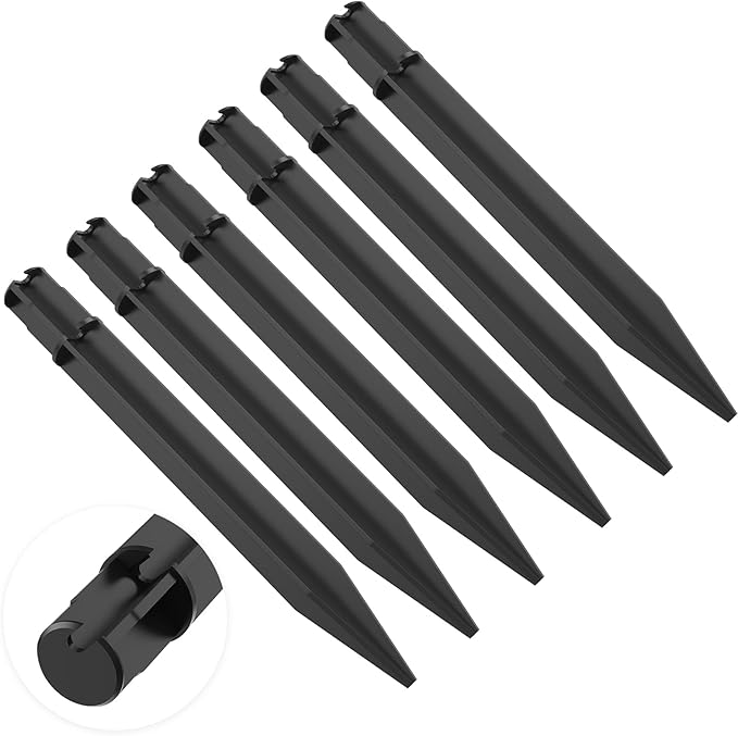 SDTC Tech 6-Pack ABS Ground Spikes (Only Fit for Round Pole of 0.83" Inside Diameter) Solar Torch Light Garden Plastic Ground Stakes for Garden Light Pathway Markers, 8.2 Inch Length
