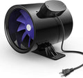 iPower 6 Inch 300 CFM Ventilation Booster Fan with Grounded Power Cord, Quiet Inline Duct Exhaust Blower for HVAC in Grow Tent, Basements, Bathrooms, Black