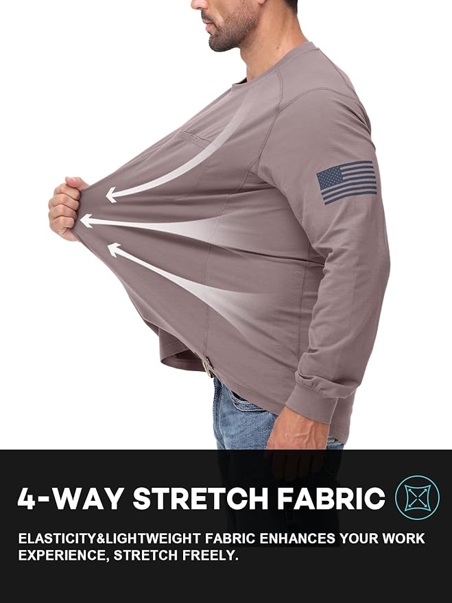 FR Shirts for Men 5.5OZ Lightweight Stretch Patriot Baseball T-Shirt Work Shirt