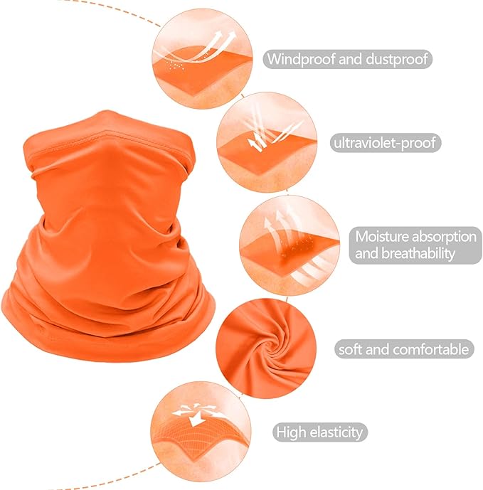 6 Pack Cooling Neck Gaiter Face Cover Mask Summer Breathable Dust UV Bandana Scarf for Men Women Fishing Running Cycling