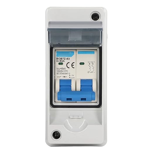 Solar Panel Disconnect Switch, 63A 1000V DC Miniature Circuit Breaker with Connector, PV Disconnect Switch Distribution Box Isolation Switch for Solar PV Home