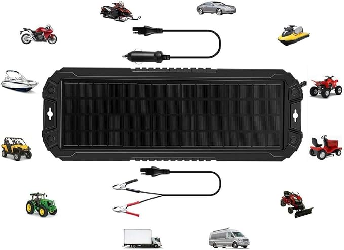 Sunway Solar Panel Car Battery Trickle Charger & Maintainer 5W 12V Solar Power Charger kit Portable Waterproof for Automotive RV Marine Boat Truck Motorcycle Trailer Tractor Powersports Snowmobiles
