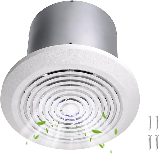 V2262-50 7 Inch Bathroom Exhaust Fan, 50 CFM Ceiling Exhaust Fan for 8" Rough-in Opening, 1.0 Sones Quiet Effective Ventilation for Bathroom, Kitchen, Laundry Room, Mobile Home