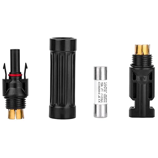 1000V PV Fuse Connector IP68 Waterproof Dustproof in-line Fuse Holder, Male and Female Solar Plug with 1 Fuse (15A Fuse Connector)