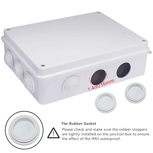 Zulkit Junction Box ABS Plastic Dustproof Waterproof IP65 Universal Electrical Boxes Project Enclosure White 10 x 7.9 x 3.1 inch (255 x 200 x 80mm)