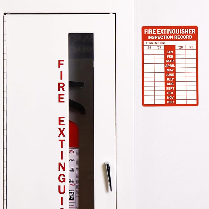 SmartSign “Fire Extinguisher Inspection Record” Pack of 5 Labels | 3.5" x 5" Laminated Vinyl Sticker, Made in USA