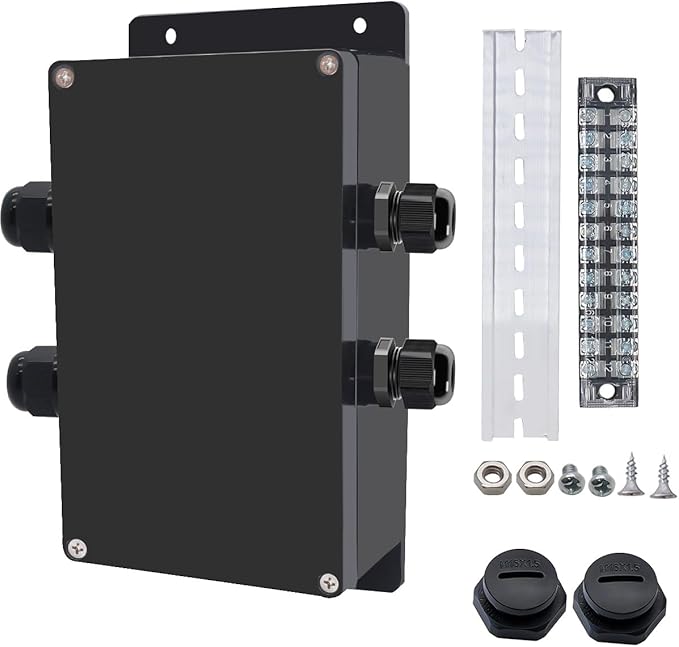 Project BoxI P67 Outdoor Waterproof box Electronic Junction Box with 15A 600V Barrier Terminal 2IN/2 Out Electrical Boxes 7.9x4.7x3inch