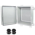 Junction Box, Hinged Cover Stainless Steel Latch IP67 Waterproof ABS Project Box with 2 Cable Glands, Electrical Box Enclosure with Mounting Plate & Wall Bracket 11.8 x 11.8 x 7.1inch