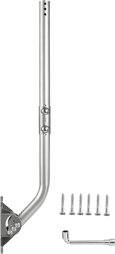 CEKAY Stainless Steel Antenna Mount (1.5" x 35"), Heavy-Duty Adjustable J-Pole Mast for TV Antenna, Starlink, Satellite Dish, or Weather Station, Universal Wall, Eave & Roof Mounting Bracket