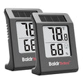 2.2'' Digital Thermometer and Hygrometer Meter, Solar-Powered Indoor Temperature Sensor Humidity Monitor, Humidity Gauge for Baby Rooms, Bedrooms, Home, Office, and Wine Cellars, Black, 2Pack