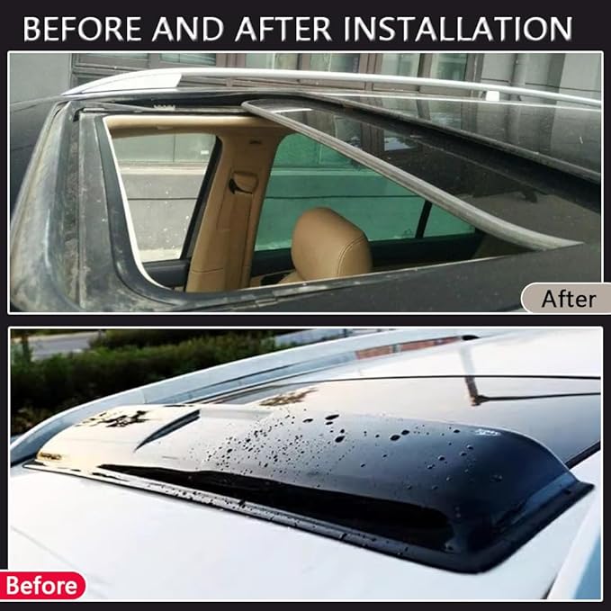 37.8" 980mm Sunroof Wind Deflector, Tape-on Sunroof Rain Guards, Universal Fit Tinted Moonroof Vent Visor Car Accessories