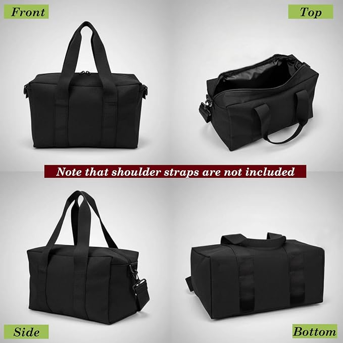 Canvas Wide Mouth Tool Bag, Large Capacity Tool Bags for Men, Portable Home Tool Organizer for Storage Handbag for Screwdrivers, Wrench, Plier, Nails, Pliers Repair Hand Tools (Black, 20 Inch)
