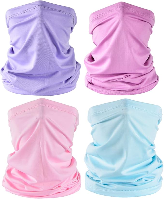 UV Face Cover Neck Gaiter Mask Dust Protection Magic Scarf Wind Bandana Balaclava for Summer Running Fishing 4 PCS