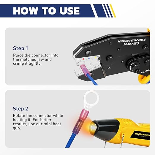 haisstronica 300PCS Heat Shrink Wire Connectors Set, 22-10AWG Marine Grade Heat Shrink Ring Connectors with 9" Crimping Tool and Organizer (3Color/12Size)