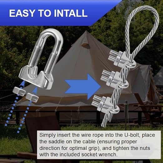 80 Pcs 1/8 inch Stainless Steel Wire Rope Cable Clamp Clips,Wire Rope Clamp for Various Commercial, Industrial, and Residential Projects (M3, 80)