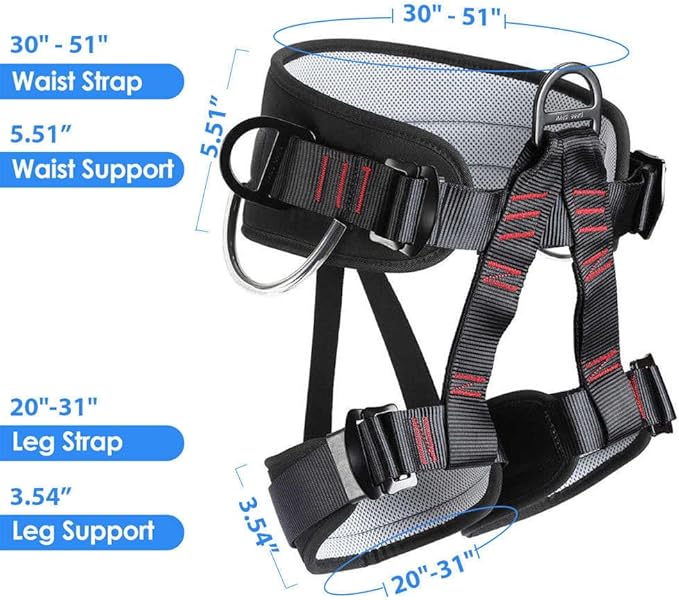Climbing belts, Thicken Professional Half Body Safety Belt For Tree Climbing Saddle, Fire Rescue, Roofing and Rappelling, Climbing Gear