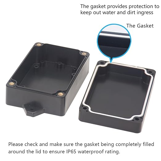 Zulkit Junction Box ABS Plastic Dustproof Waterproof IP65 Universal Electrical Boxes Project Enclosure with Fixed Ear Black 3.94 x 2.68 x 1.57 Inch (100 x 68 x 40 mm) (Pack of 2)