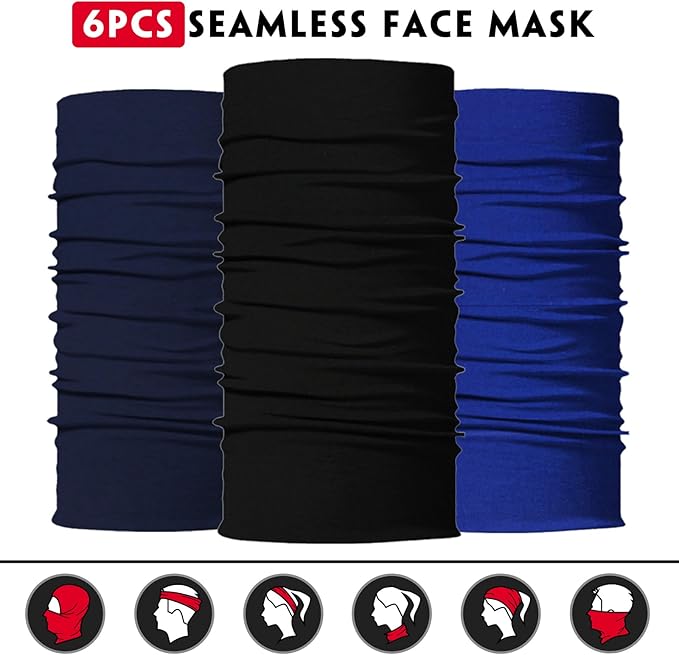 Venswell Neck Gaiter Face Mask Men Women,Seamless Bandana Rave Face Cover Scarf Mask,Balaclava,Headband, Head Wrap,Headwear