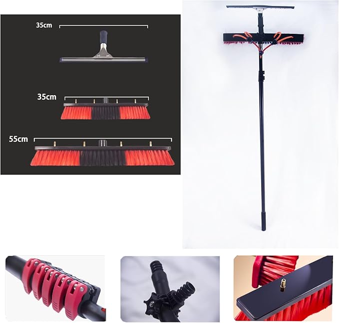 Extendable Water Fed Solar Panel Cleaner, 10.8M Solar Panel Cleaning Equipment, 55Cm Water Fed Telescopic Brush for Cleaning Photovoltaic and Solar Panels Black,B,Brush 55cm,3.6m / 12ft