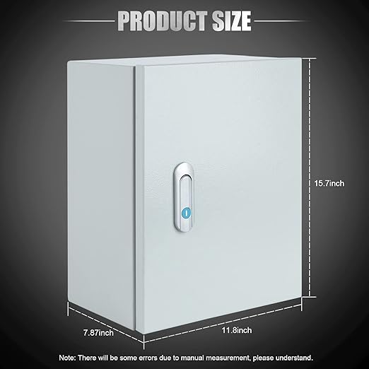 Steel Electrical Junction Box, Indoor&Outdoor Electrical Enclosure Box, Wall Mounted Waterproof&Dustproof Metal Box, Universal Electric Equipment Enclosure Box with Safety Locks and Mounting Plates