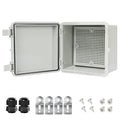 Junction Box IP65 Waterproof Electrical Box Outdoor ABS Plastic Project Box Hinged Shell Universal Enclosure Box with Mounting Plate, Wall Brackets, Cable Glands 5.9" x 5.9" x 3.5"
