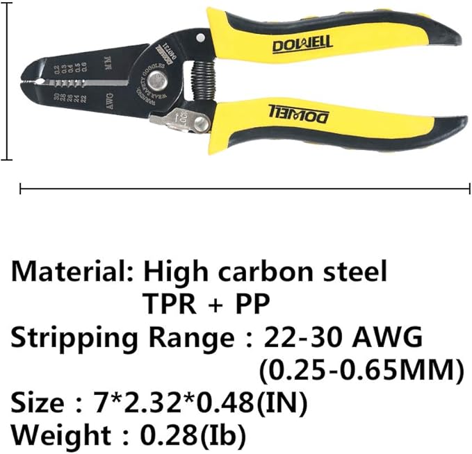 DOWELL 22-30 AWG Wire Stripper Wire Stripping Tool Wire Cutter And Multi-Function Hand Tool，Professional Handle Design And Refined Craftsmanship.