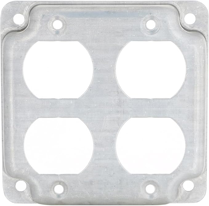 Hubbell-Raco 907C 2 Duplex Receptacles 4-Inch Square Exposed Work Cover, Gray