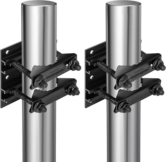4 Pack 2.67" Pole Mounting Kit, Mast Mount Brackets for Outside Antenna, Street Sign Mounting Hardware for Light Poles, Outdoor Security Camera Bracket, Side Mount Flag Pole Holder L