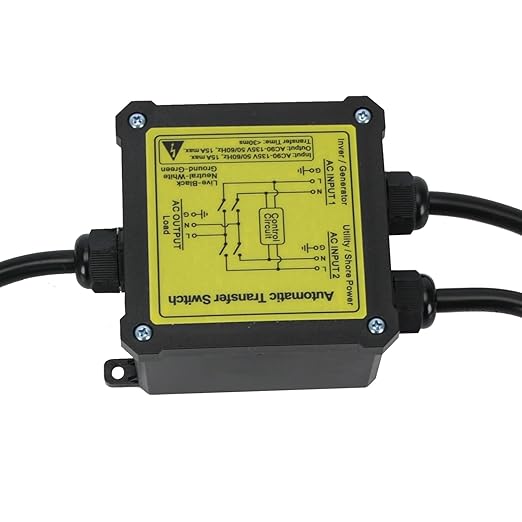 AC120V 15Amp Automatic Transfer Switch, Generator ATS Auto Transfer Switch (NEMA 5-15P/R)