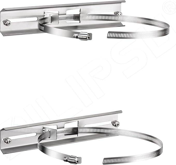 QILIPSU Pole Mounting Kits, 304 Stainless Steel 9.8" x 1.9" Brackets with Adjustable 2–8 Inch Clamps for Electrical Boxes, Devices, and Outdoor Applications