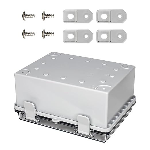 Waterproof Outdoor Junction Box IP66 ABS Plastic Weatherproof Box Impact-Resistant Weatherproof Electrical Enclosure for Ggarden, Garage, Solar, and Marine Applications Clear(8.6"x6.6"x4.3")