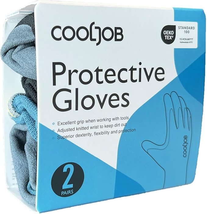 COOLJOB Gardening Gloves for Men, 2 Pairs Breathable Rubber Coated for Garden Weeding Landscaping, Outside Work for Lawn Yard, Men's Xlarge Size, Black & Blue