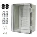 Junction Box IP65 Waterproof ABS Plastic Enclosure Hinged PC Clear Cover Electrical Project Box with Mounting Plate, Wall Brackets, Cable Glands 8.7"x 6.7" x 4.3"(220 * 170 * 110mm)